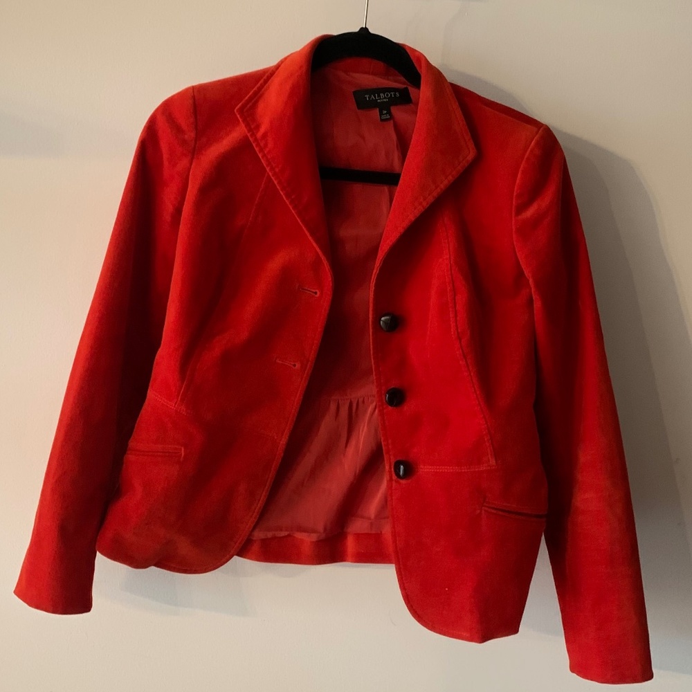 Talbots Orange Velvet Blazer XS